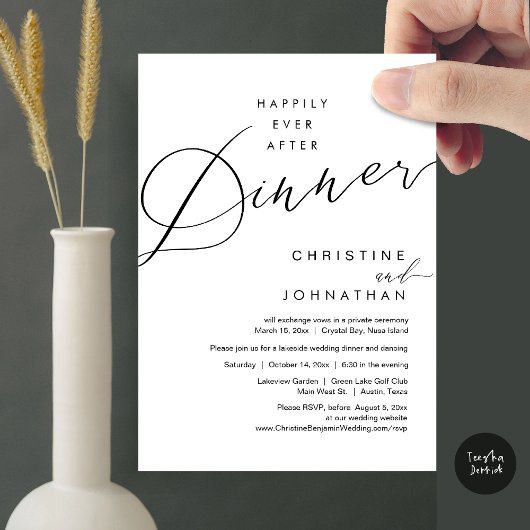 Invitation Heureux Jamais Après Le Dîner Mariage Elopement Sc