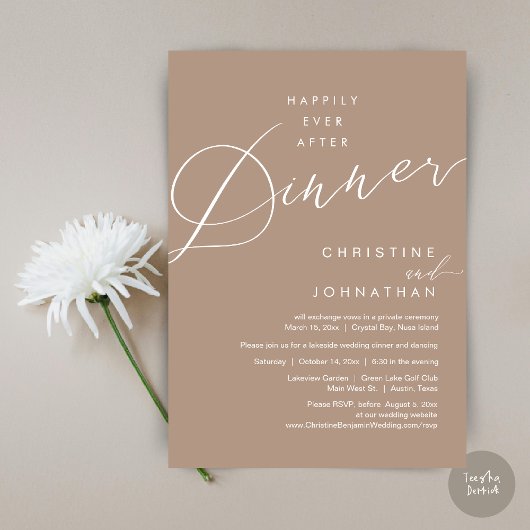 Invitation Heureux Jamais Après Le Dîner Mariage Elopement Sc