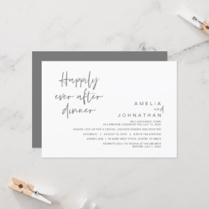 Invitation Heureux Jamais Après Le Dîner Mariage, Gris Sombre