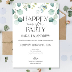 Invitation Heureux Jamais après le Mariage du parti Eucalyptu