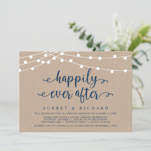 Invitation Heureux Jamais après le Mariage Elopement Parti Dé