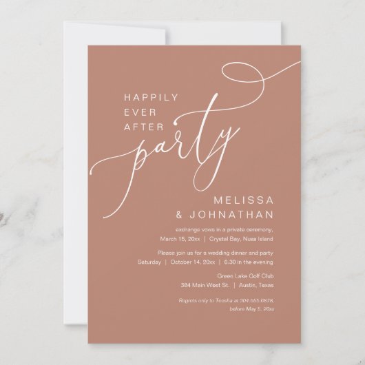 Invitation Heureux Jamais après le parti Mariage Elopement (Devant)