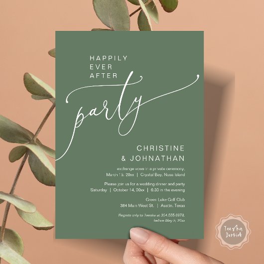 Invitation Heureux Jamais après le parti Mariage Elopement