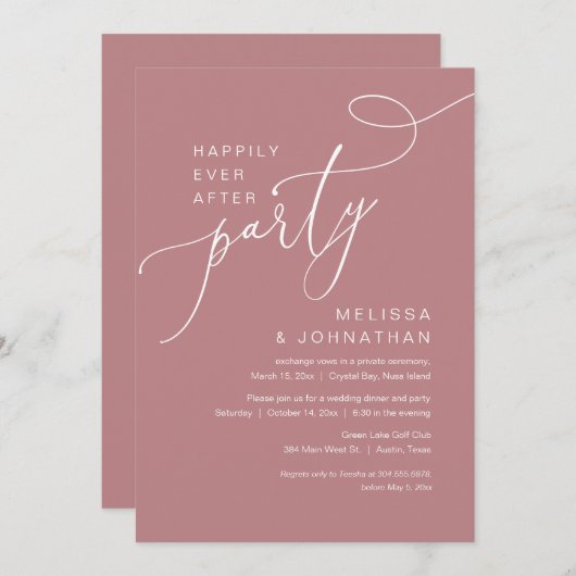 Invitation Heureux Jamais après le parti Mariage Elopement (Devant / Derrière)