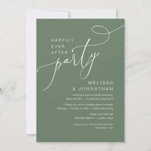 Invitation Heureux Jamais après le parti Mariage Elopement (Devant)