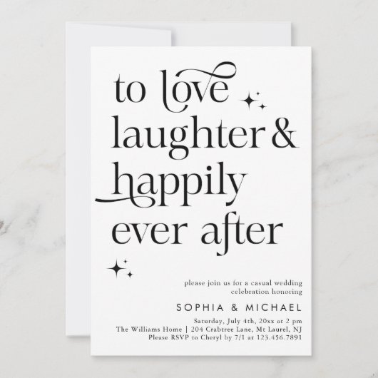 Invitation Heureux Jamais après le script Décontracté Mariage (Devant)