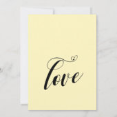 Invitation Heureux Jamais Après Les Coeurs Pale Jaune Récepti (Dos)