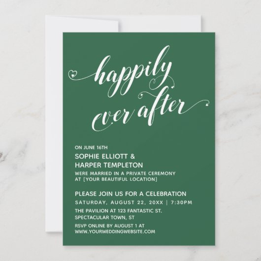 Invitation Heureux Jamais Après Les Coeurs Script Réception V (Devant)