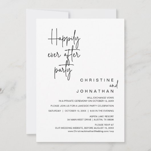 Invitation Heureux Jamais après l'invitation du parti Mariage (Devant)