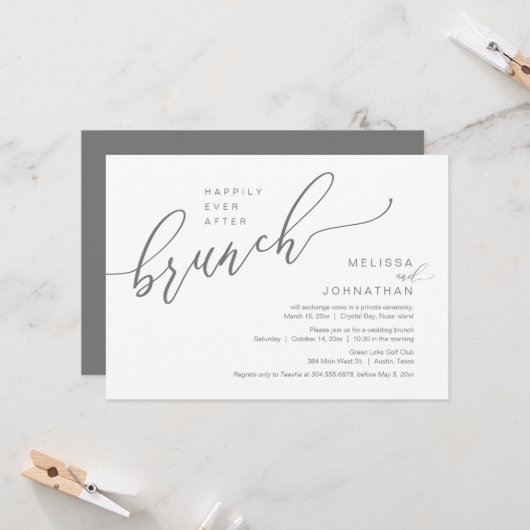 Invitation Heureux Jamais après Mariage Elopement Brunch (Devant/Arrière en situation)
