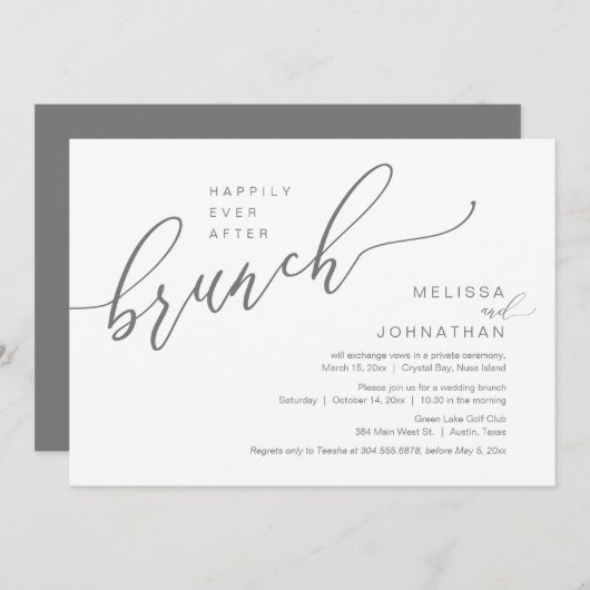 Invitation Heureux Jamais après Mariage Elopement Brunch (Devant / Derrière)