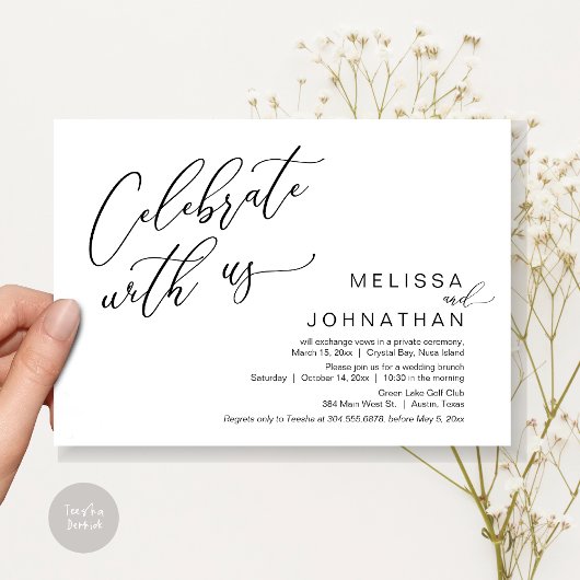 Invitation Heureux Jamais après Mariage Elopement Brunch