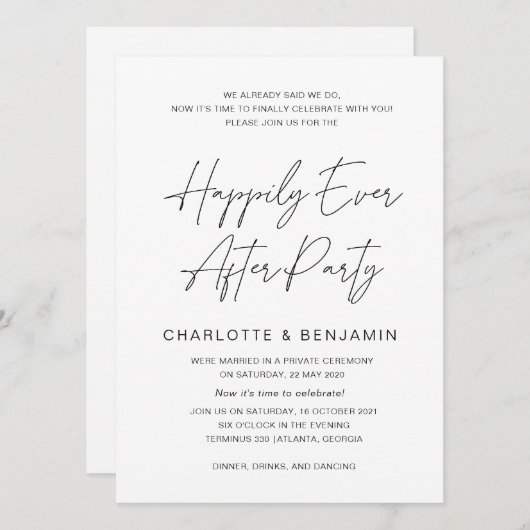 Invitation Heureux Jamais Après, Réception De Mariage, Édific (Devant / Derrière)