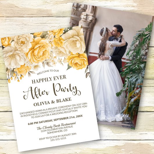 Invitation Heureux Jamais Après Réception Florale Jaune