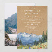 Invitation Heureux Jamais après Rustic Mountain Floral Photo (Devant / Derrière)