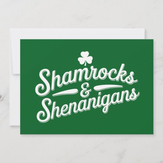 Invitation Heureux Jour de la Saint Patrick Lucky Shamrock&Sh (Devant)