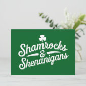 Invitation Heureux Jour de la Saint Patrick Lucky Shamrock&Sh (Debout devant)