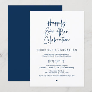 Invitation Heureux Pour Toujours, Bleu Marine, Fuite Amoureus