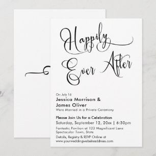 Invitation Heureux pour Toujours Calligraphie Noir & Blanc
