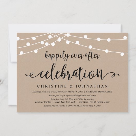 Invitation Heureux Pour Toujours, Célébration de Mariage en I (Devant)