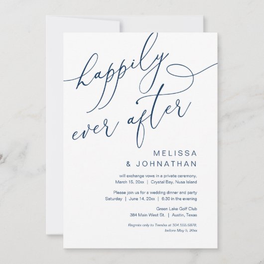 Invitation Heureux Pour Toujours, Dîner de Mariage en Intime (Devant)