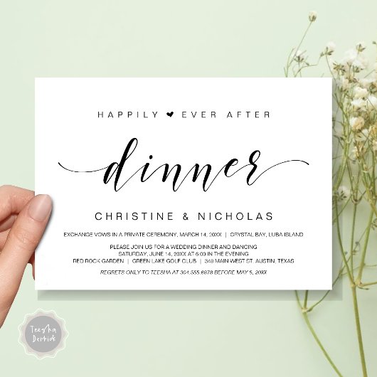 Invitation Heureux pour toujours, Dîner de Mariage Intime