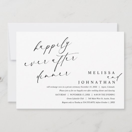 Invitation Heureux pour toujours dîner et danser  (Devant)