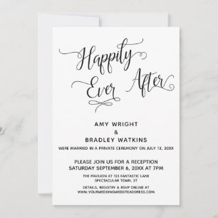 Invitation Heureux Pour Toujours Élégante Calligraphie Récept