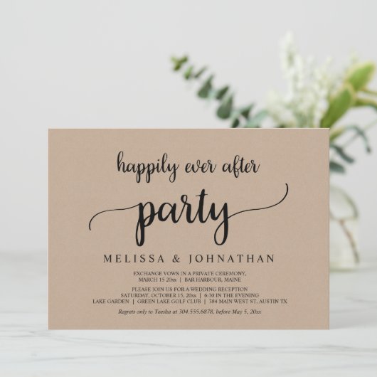 Invitation Heureux Pour Toujours, Fête de Mariage Élopement R (Debout devant)