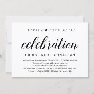 Invitation Heureux Pour Toujours, Fête de Mariage en Intime