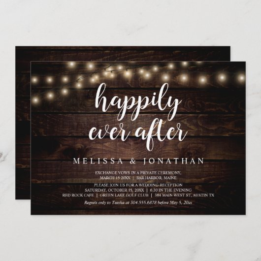 Invitation Heureux Pour Toujours, Lumière de Chaîne Rustique, (Devant / Derrière)
