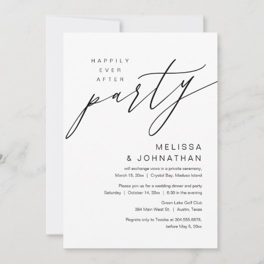 Invitation Heureux pour toujours, Mariage intime et fête d'él (Devant)