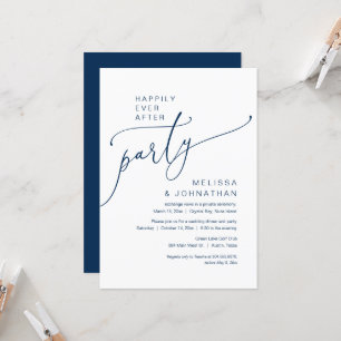 Invitation Heureux Pour Toujours, Mariage Intime Navy Fête de