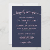Invitation Heureux Pour Toujours Moderne Rose Script Marine B (Devant)