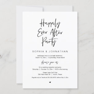 Invitation Heureux Pour Toujours, Police noire, Fête de Fianç
