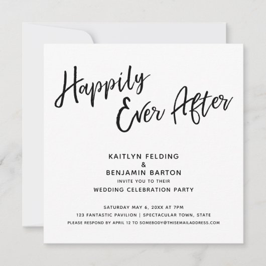 Invitation Heureux pour toujours Réception de mariage de scri (Devant)