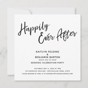 Invitation Heureux pour toujours Réception de mariage de scri
