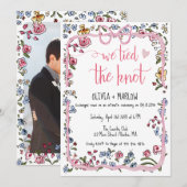 Invitation Heureux toujours après aquarelle arc floral (Devant / Derrière)