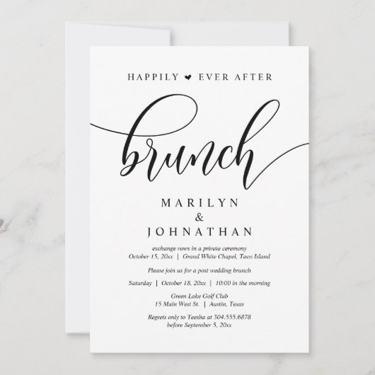Invitation Heureux toujours après Brunch, Mariage de poste (Devant)