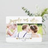 Invitation Heureux toujours après Gold 2 Mariage photo Fiança (Debout devant)