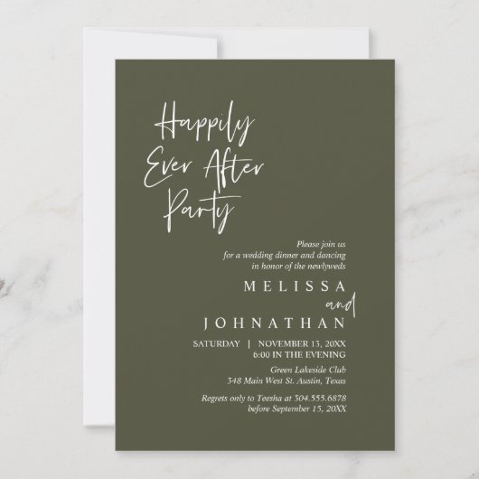 Invitation Heureux toujours après la fête, dîner Mariage Elop (Devant)
