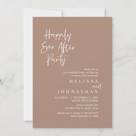 Invitation Heureux toujours après la fête, dîner Mariage Elop (Devant)