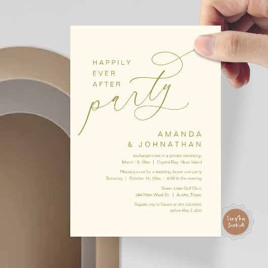 Invitation Heureux toujours après la fête, Mariage romantique