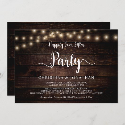 Invitation Heureux toujours après la fête, String Light Elope (Devant / Derrière)