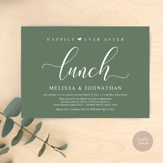 Invitation Heureux toujours après le déjeuner, Mariage Elopem