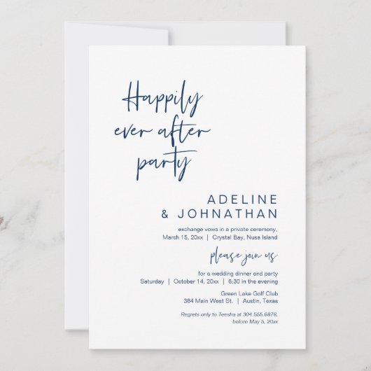 Invitation Heureux toujours après le dîner Mariage de fête, N (Devant)