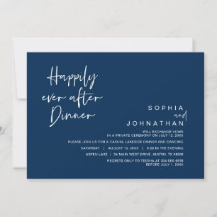 Invitation Heureux toujours après le dîner Mariage, Navy Blue
