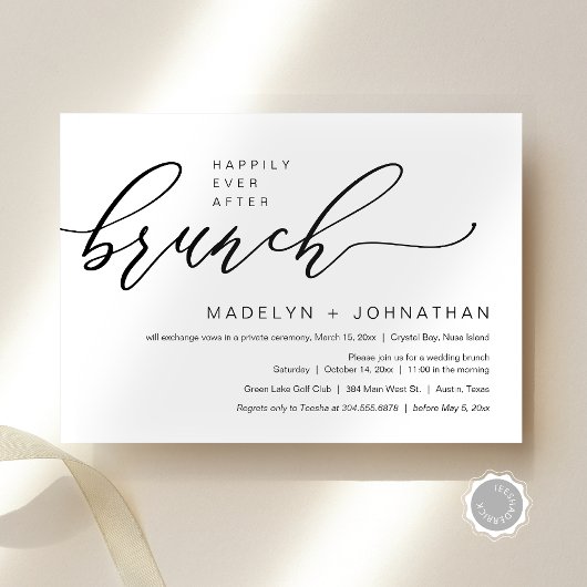 Invitation Heureux toujours après le Mariage Elopement Brunch