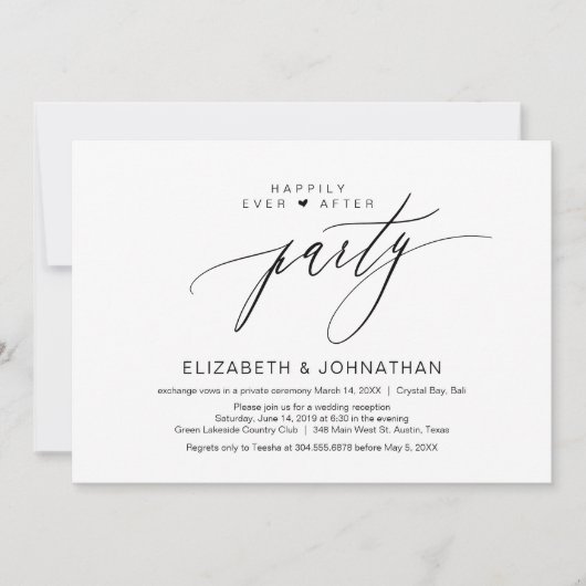 Invitation Heureux toujours après le parti d'elopement, minim (Devant)