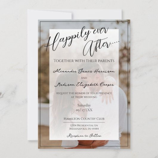 Invitation Heureux toujours après Mariage photo | Recouvremen (Devant)